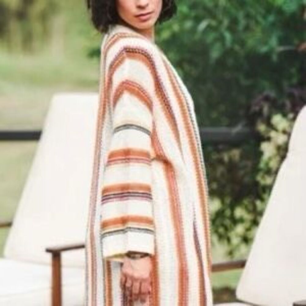 In loom Women Vintage Style Cardigan Boho Hobo Sweater Open Front Sz S/M